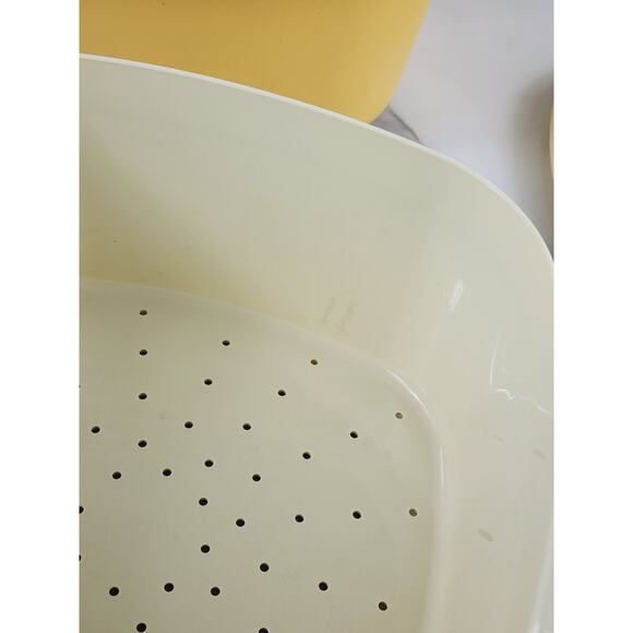 Tupperware Vegetable Steamer w/ Strainer Gold 90's Jello Mold Bowl Light Blue x2 - Picture 6 of 16